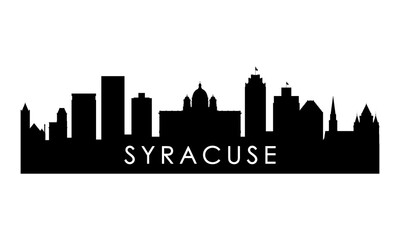 Syracuse skyline silhouette. Black Syracuse city design isolated on white background.