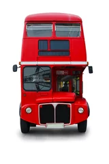 Poster rode bus geïsoleerd op een witte achtergrond. Dit heeft een uitknippad. © Sanit