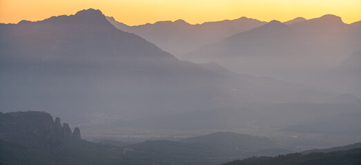 Meteora, Greece-Panorama of mountain scenery