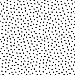 Vector seamless hand drawn polka dot pattern. Artistic endless texture. Dotted digital paper. Textile tileable pattern. Black and white artistic doodle sketch seamless pattern fabric design