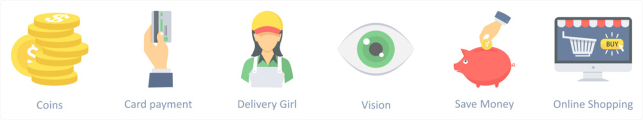 coins, card payment, delivery girl