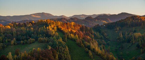 The beautiful autumn landscape of Romanian Transylvania - obrazy, fototapety, plakaty