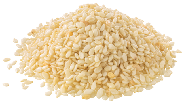 Pile of white sesame seeds (Sesamum indicum), isolated png