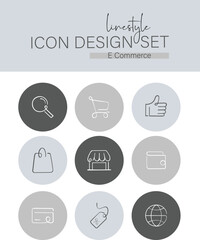 Linestyle Icon Design Set E Commerce