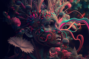 Obraz premium Fluorescent Dreamy Mystical colorful glowing fantasy world Imagination of start of mind