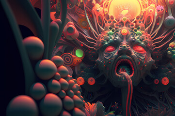 Obraz premium Fluorescent Dreamy Mystical colorful glowing fantasy world Imagination of start of mind