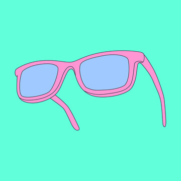Fashion minimal illustration art. Retro sunglasses. Back in 90s