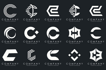creative letter C logo icon set. design for business of luxury, elegant, simple.