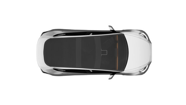 TESLA MODEL 3, 3d rendering of grey TESLA 3 car on isolated white background, transparent PNG background
