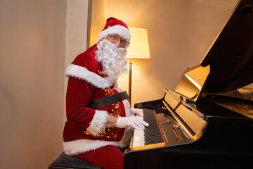 Santa Claus playing a piano