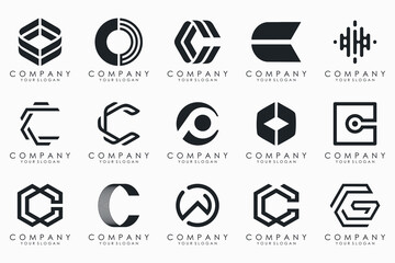 creative letter C logo icon set. design for business of luxury, elegant, simple.