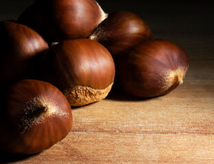 Close up of chestnuts ready to roast