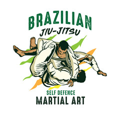 Jiu-jitsu martial art vector illustration, perfect for t shirt design and martial art training club logo design