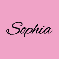 The female name is Sophia. Background with the inscription - Sophia. A postcard for Sophia. Congratulations for Sophia.