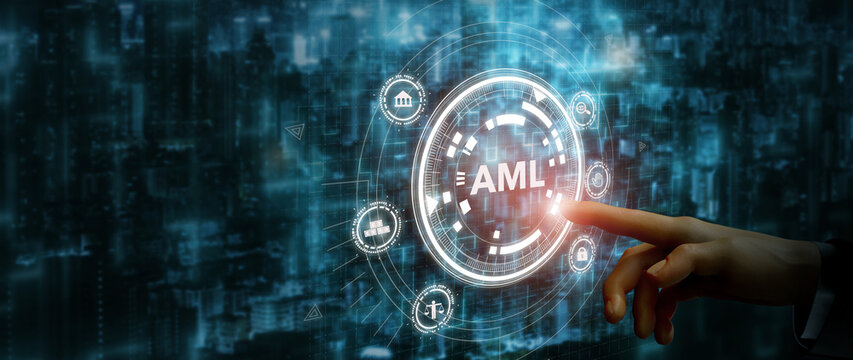 Anti Money Laundering (AML) regulations and compliance concept.  Turning to regulatory web data to enhance  AML compliance and mitigate liability. Fighting dirty money and illicit financial flows.