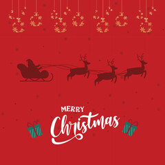 Merry Christmas banner, poster with Santa and tree vector illustration