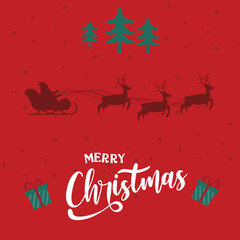 Merry Christmas banner, poster with Santa and tree vector illustration