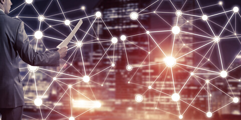 Concept of modern business networking that connect and cooperate people