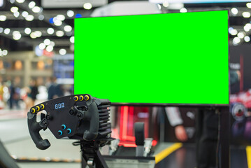 TV with green screen for cropping with game controller