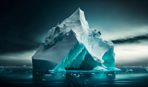 Abstract art. Colorful painting art of an iceberg. Background illustration. Generative AI.