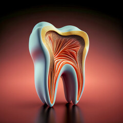 3d Render tooth, Generative AI Art Illustration
