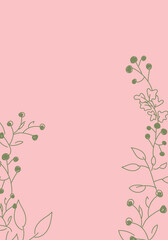 Vector. Merry Christmas and Happy New Year floral background, copy space for your text. Rustic vertical frame template for Christmas cards, wedding invitations, party invitation. Hand-drawn sketch.