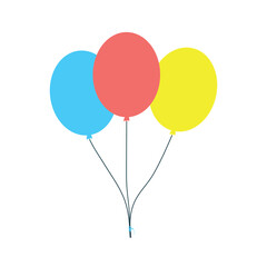 Set helium balloons. Birthday baloons flying for party