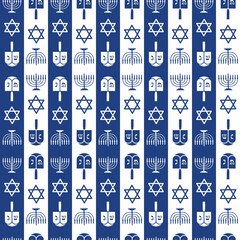 Hanukkah Blue Striped vector repeat pattern background design