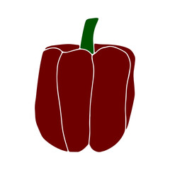A simple doodle illustration of bright juicy sweet pepper. Sweet Bulgarian pepper.