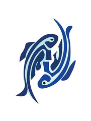 Fish Icon on White Background. Vector Illustration. Abstract Fish blue Design Illustration Vector. Vector fish logo or icon design. Vector fish logo or icon design.  Logo-like fish symbol 