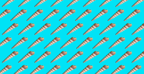 Turritella seashell pattern, on a blue background