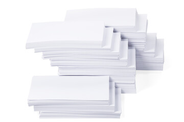 Stacks of paper sheets on white background