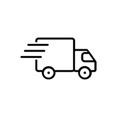 Fast shipping delivery truck linear style vector icon for apps and websites