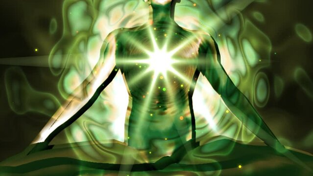 Silhouette of person Meditation activating the heart chakra