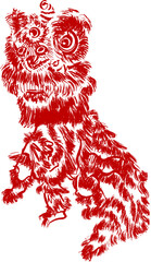 vector illustration of the Chinese lion doll new year 