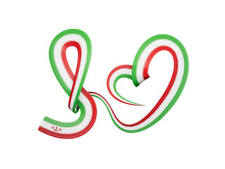 Obraz premium Iran flag Abstract green white red heart ribbon flag 3d illustration