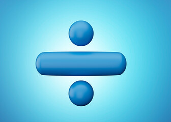 Division Symbol Blue and White 3d icon isolated 3d illustration