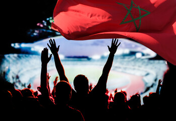soccer supporters and Morocco flag