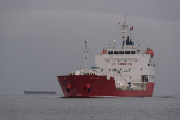 Fototapeta premium LPG TANKER - A ship with a cargo of gas is heading to the port 