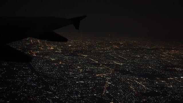 A wonderful view of Baghdad, Irak at night from a plane.