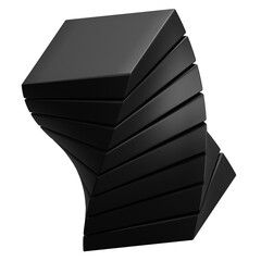 Abstract 3D Shape Illustration. Black Color.