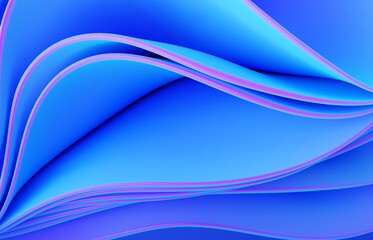 Abstract modern neon, blue, violet colors background with ruffle, folded cloth