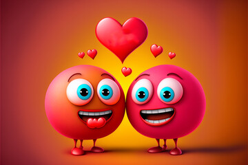Happy and cute smiling emoji in love. Generative Ai