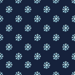 Seamless pattern with  snowflakes on blue background. Winter design. Watercolor hand painted illustration.
