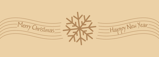appy New Year and Merry Christmas. A snowflake template for a holiday card, banner, poster or invitation