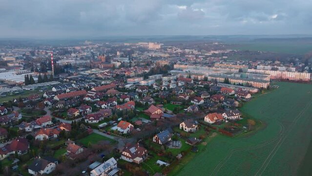 Apartments and houses on the outskirts of the city of Svitavy, Czech Republic. A neighborhood built up with new homes and properties for young families