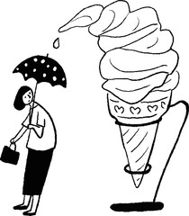 ソフトクリームと女性