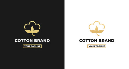 Cotton logo or cotton logo vector isolated on white and black background. 100% cotton - web black icon design. Natural fiber sign. Vector illustration. Natural Organic Cotton Liner labels.