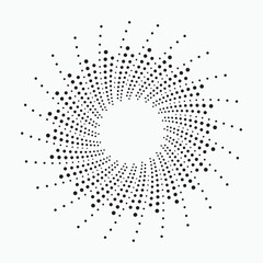 Abstract dotted circles. Halftone dots in circular form. Vector logo. Design element for various purposes.