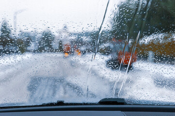 droplets on a car windshield
